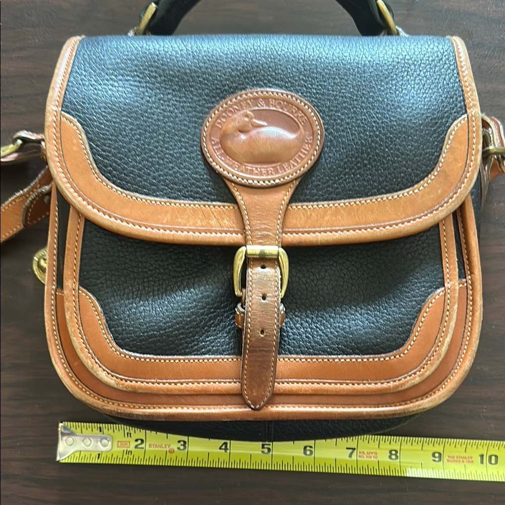 Vintage Dooney & Bourke Black and Tan Crossbody Bag